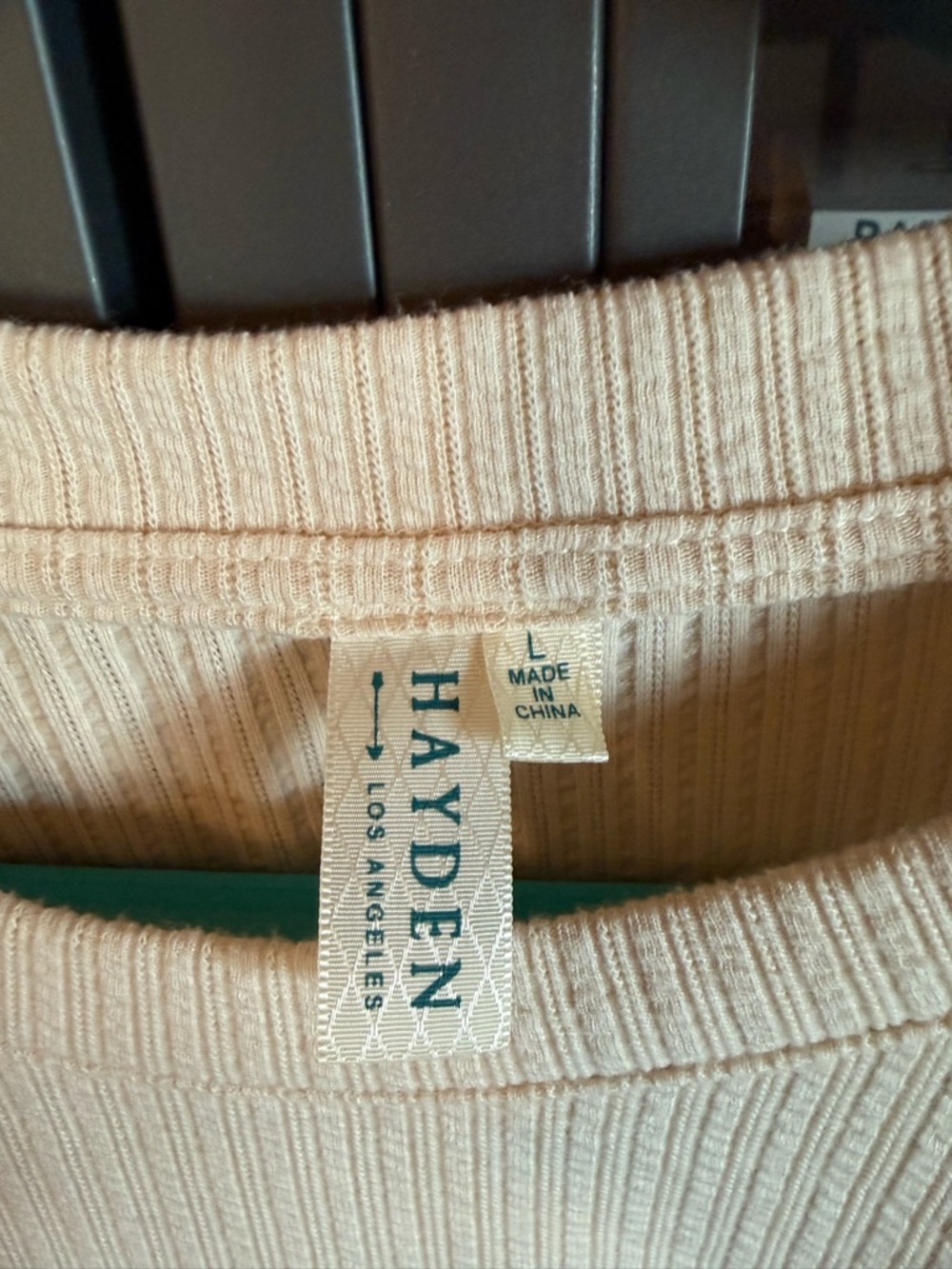 Hayden Cream Ribbed Ruffle Shoulder Top - Picture 3 of 5